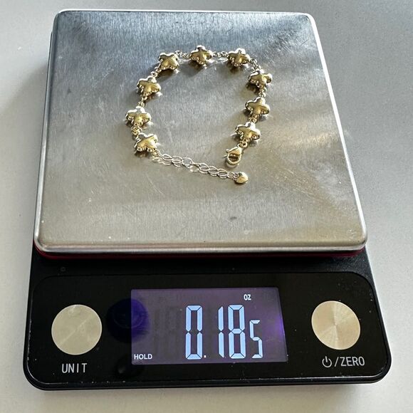 NEW 18K Yellow Gold Plated Puffed Clover Flower Cross 7” to 8” Adjust Bracelet - Picture 10 of 10